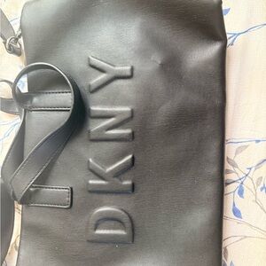 Dkny Black Embossed Logo Crossbody Bag